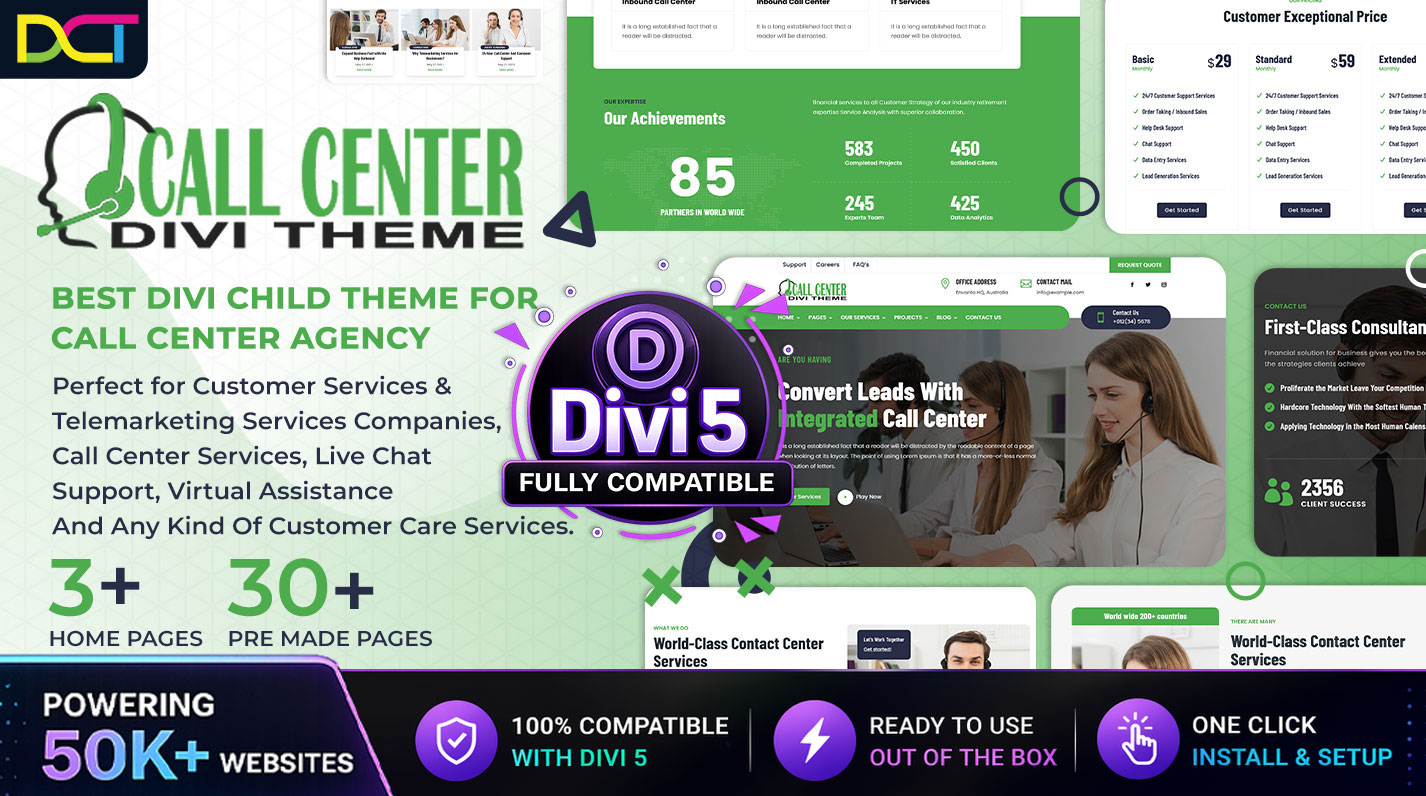 divi call center theme