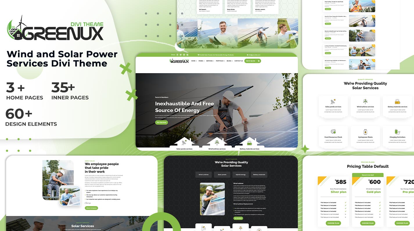 Greenxus Divi Solar Services Theme